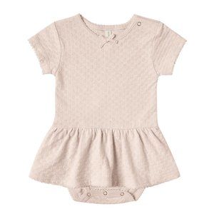 Quincy Mae Pointelle Skirted Onesie in Petal Pink - 18-24 months
